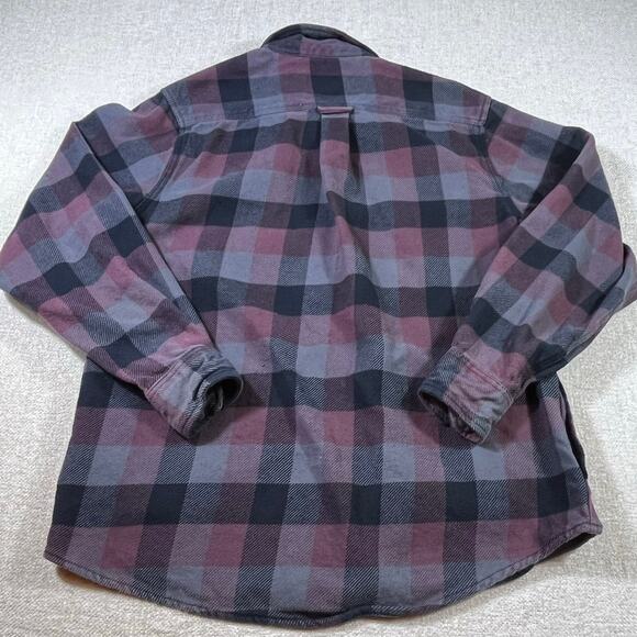 Orvis Men’s Medium Black Maroon Heavy Flannel Long Sleeve Button Front Shirt - Picture 2 of 11